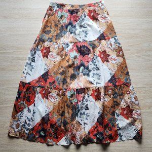 NEW Johnny Was $275 Stephanie Tiere Maxi Skirt Elastic Waist Floral Chiffon